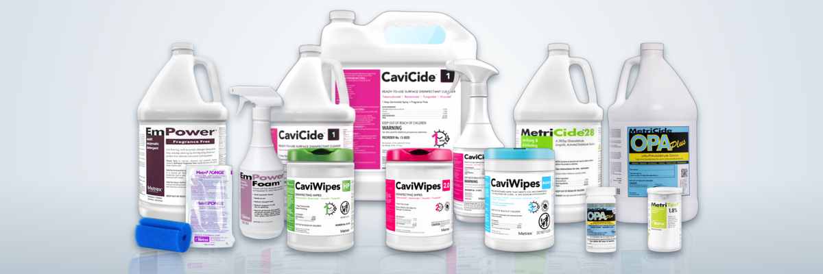 Línea METREX™ — detergentes enzimáticos, desinfección de superficies y desinfección de alto nivel